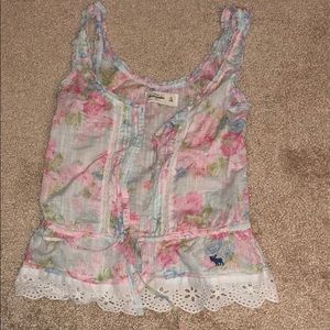 Floral button down tank top